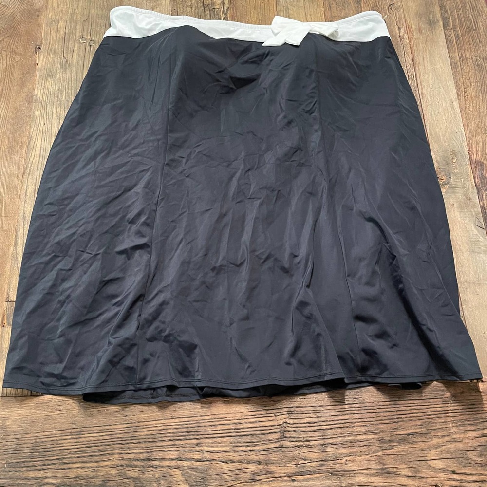 Roaman's Swim Black White Bow Mini Dress One Piece